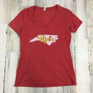 Fleet Feet Run North Carolina V Neck T Shirt Bella Sz L RUNS SMALL